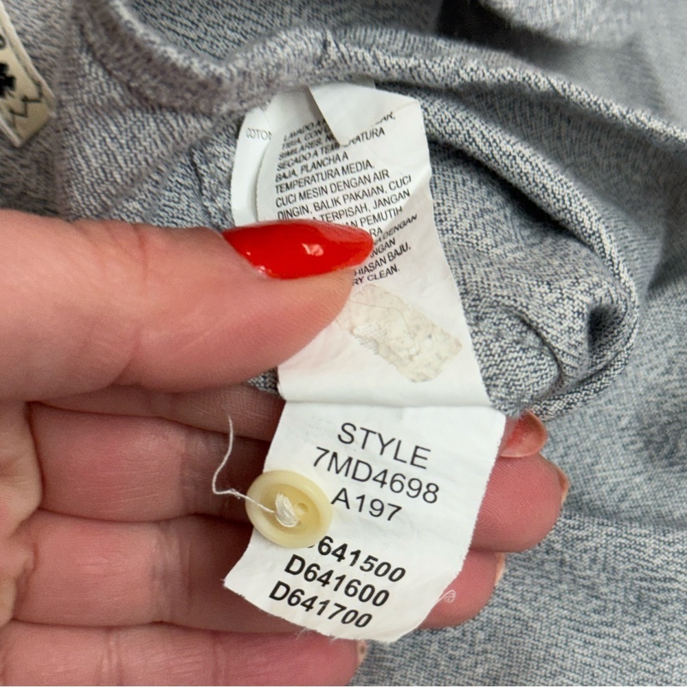 Lucky Brand Gray Herringbone Western Snap Shirt Size Small, Western Button Down - Picture 7 of 10